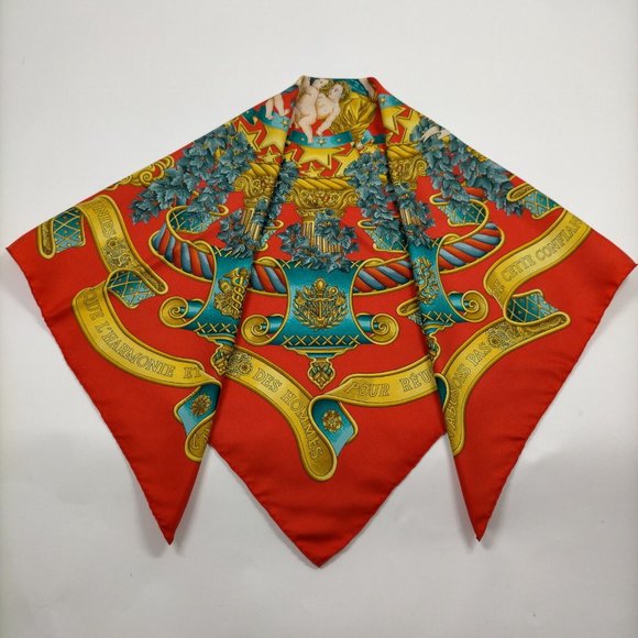 Authentic Hermes scarf Carre 90 Reds Silk100% - Picture 3 of 10